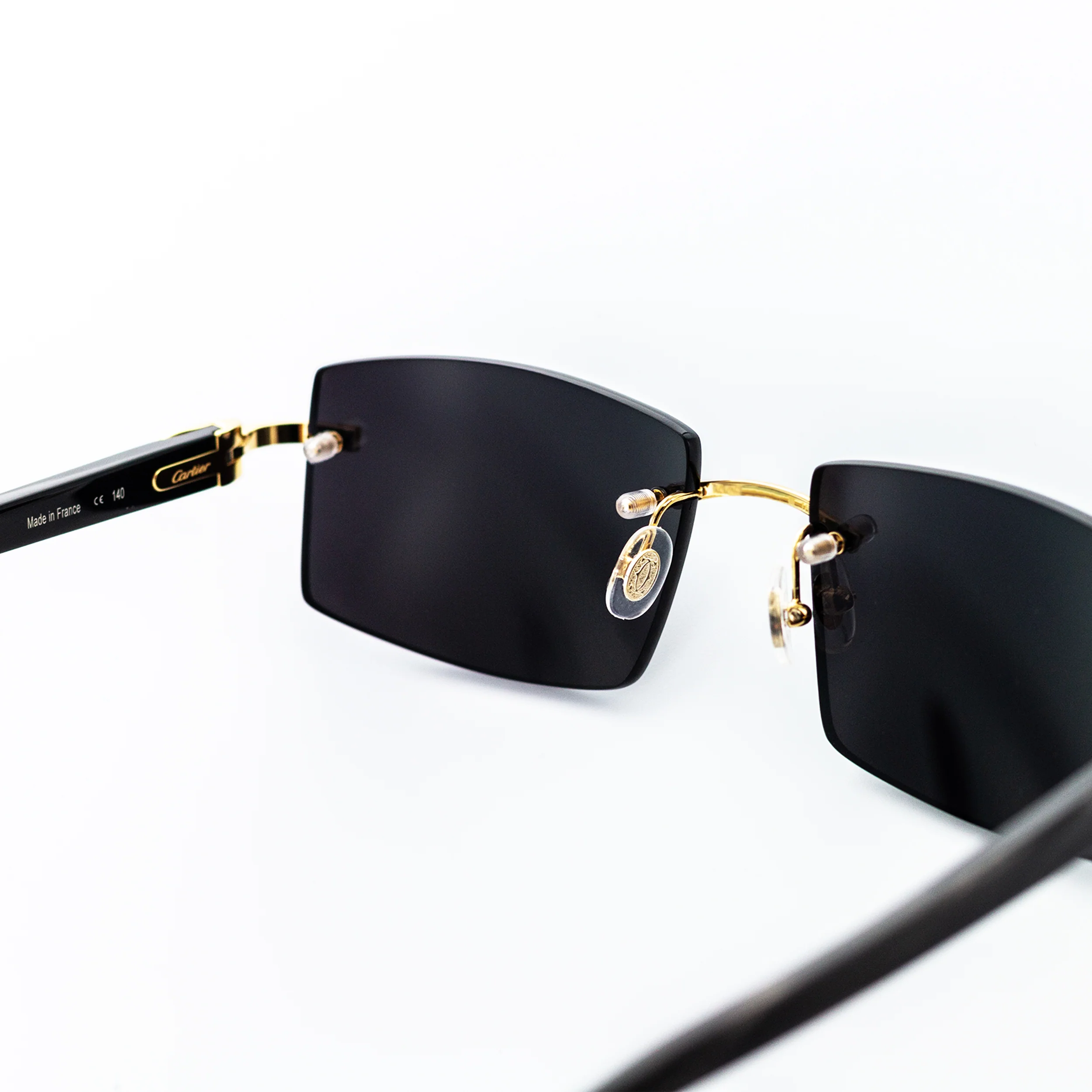 Cartier Black Horn Sunglasses, Gold Detail, Blackout Lens CT0049O-001 - Image 3