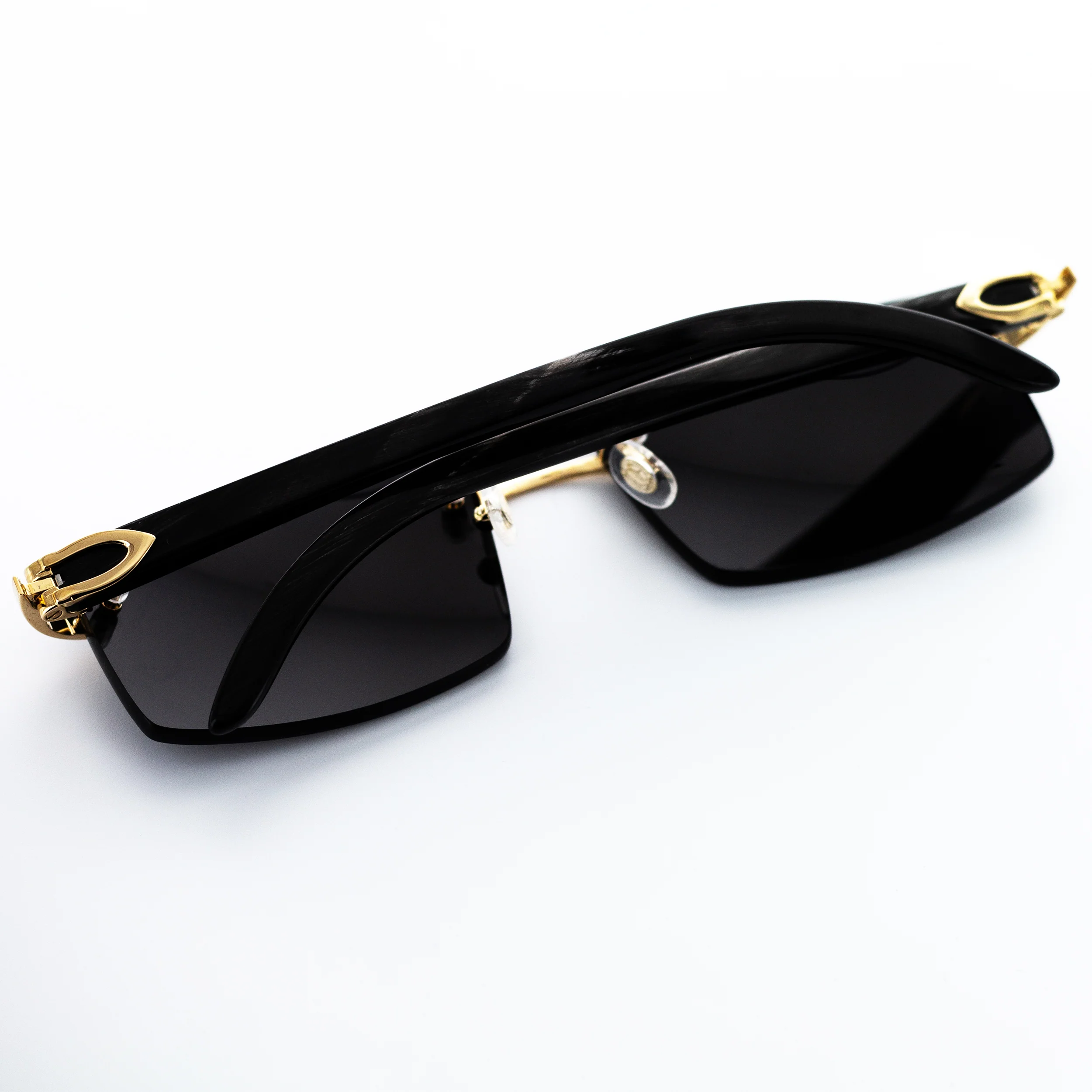 Cartier Black Horn Sunglasses, Gold Detail, Blackout Lens CT0049O-001 - Image 5