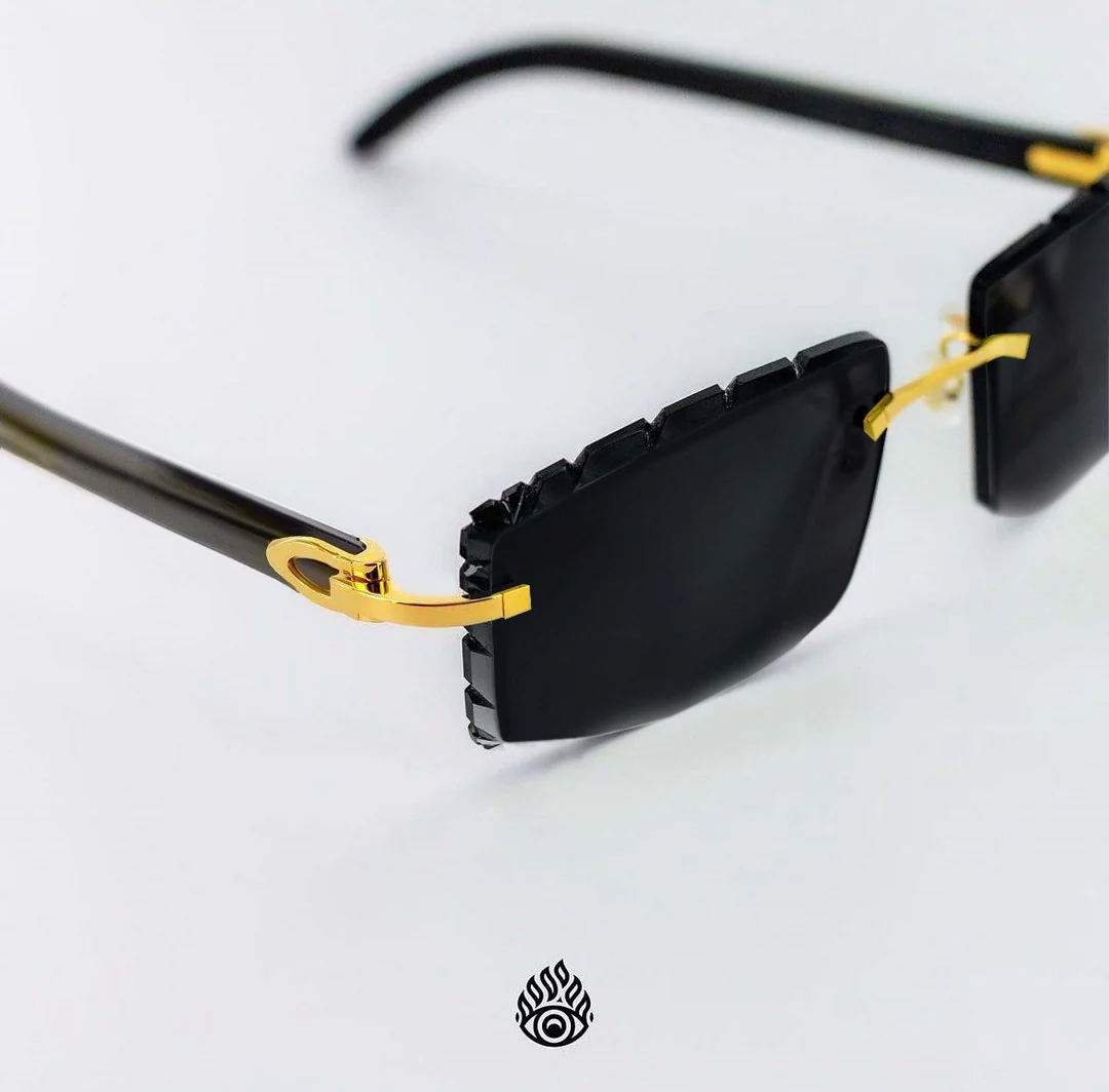 Cartier Black Horn Sunglasses, Gold Detail, Blackout Lens CT0049O-001 - Image 6