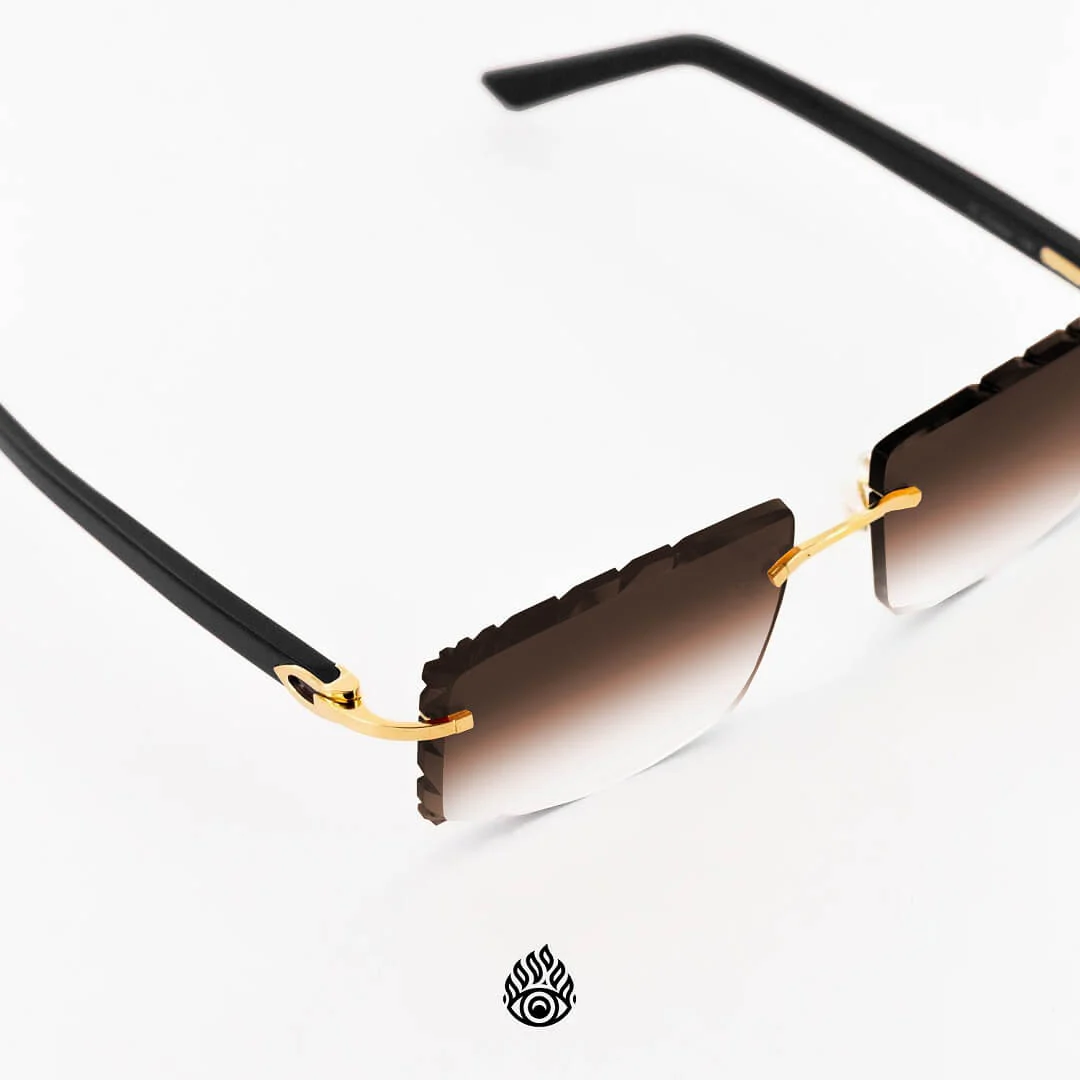 Cartier Black Acetate Glasses with Gold C Decor & Brown Lens CT0048O-002 - Image 3