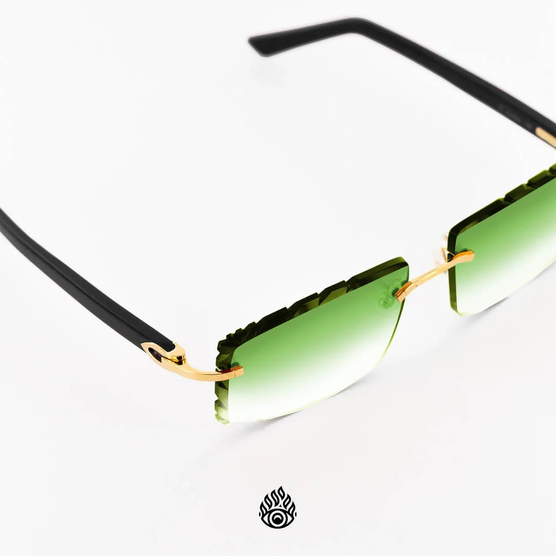 Cartier Black Acetate Glasses with Gold C Decor & Green Lens CT0048O-002 - Image 3